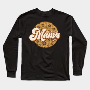 Blessed Mama sunflowers retro distressed design Long Sleeve T-Shirt